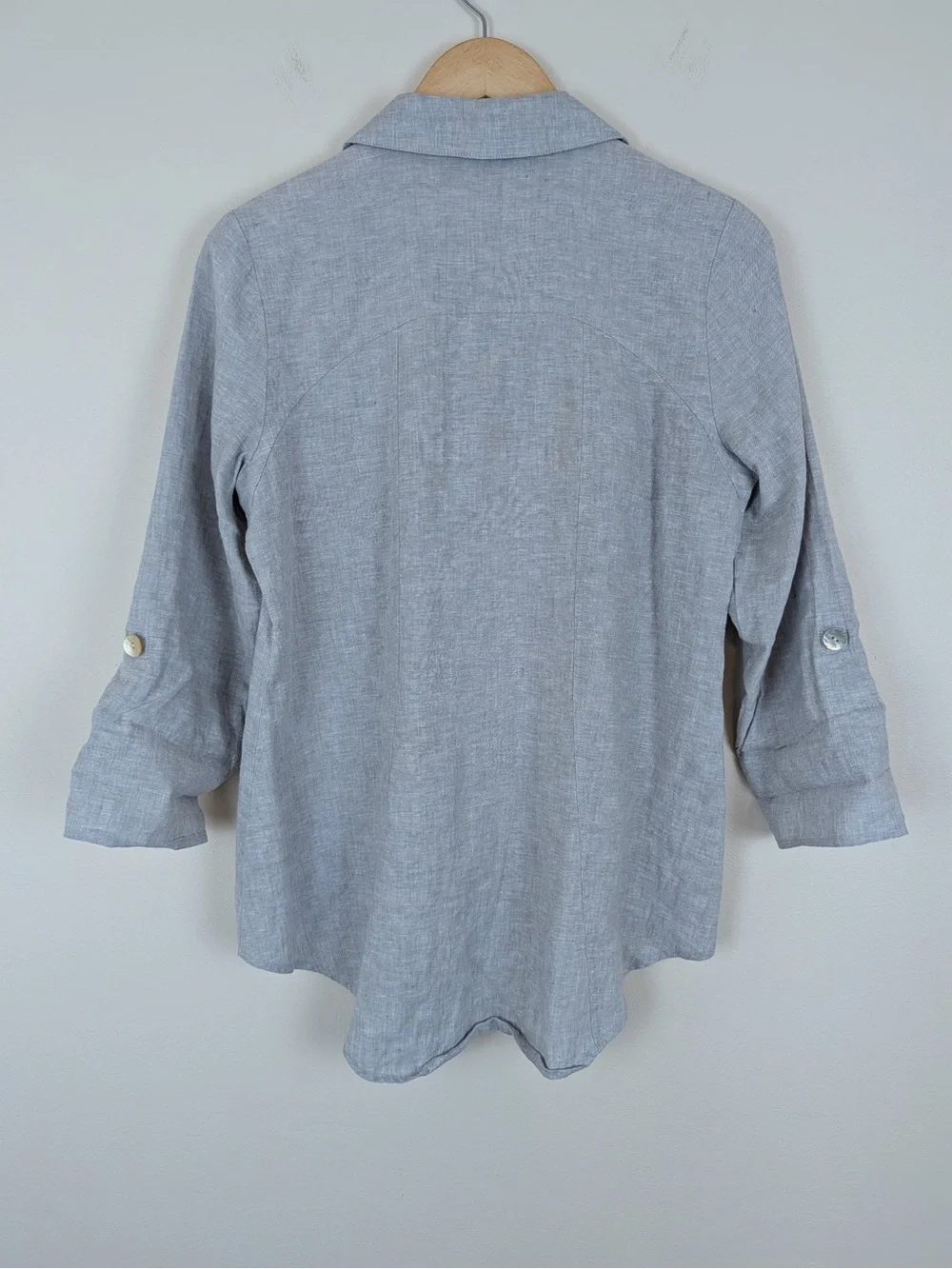 Habitat Clothing Shaped Linen Blend Roll-tab 3/4 Sleeve Shirt